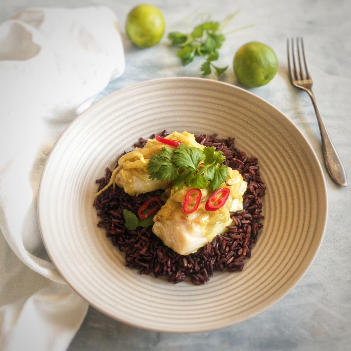 dorsz w sosie kokosowym